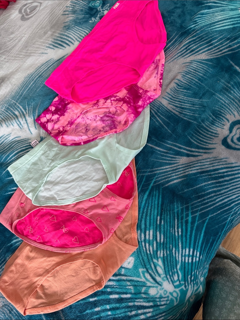 PINK Victoria's Secret Bright Pink, Tie-Dye, Mint, Coral & Peach Bikini Panties